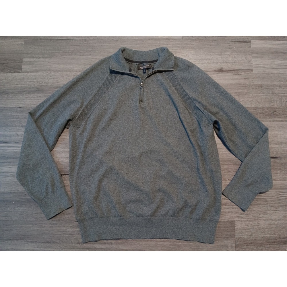 Banana Republic Men's‎ Gray Cotton Cashmere Knit Quarter Zip Sweater Size XL